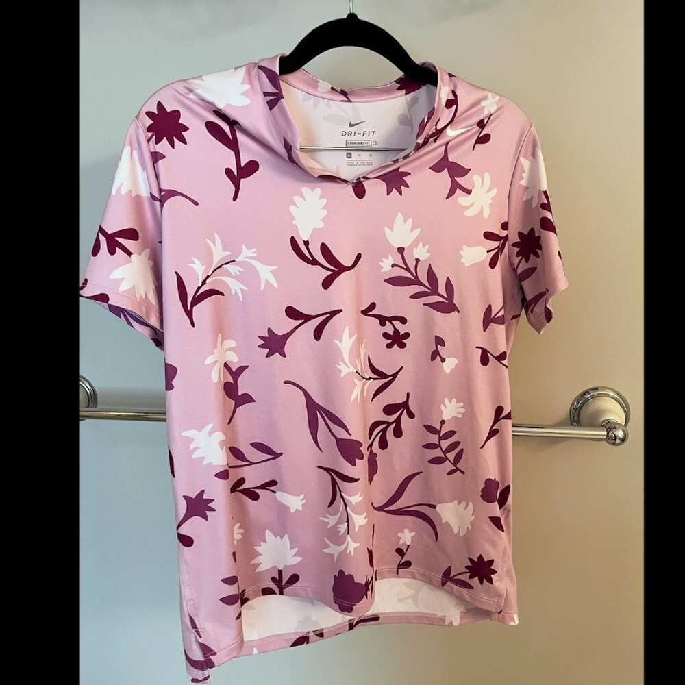 Nike Kids - Purple / Pink Floral Performance Drifit Tee (Size Kids XL)